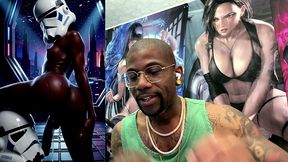 ebony storm trooper transgender twerking her ass while pre-cumming, ai generated