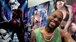 ebony storm trooper transgender twerking her ass while pre-cumming, ai generated