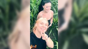 Cornfield Lesbians tease and finger each other to explosive orgasms