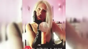 The One with the Long Black Gloves and a Dildo Tease