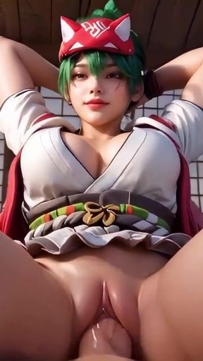 Emotional moment from &quot;Overwatch Kiriko cosplay Shrine Selfie, POV Missionary, and Side-Angle Intimacy Uncensored Hentai AI&quot;