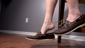 Side View Shoeplay Dangling Worn Brown Leather Loafers FootPlay - Kylie Jacobsx - MP4 4K HD