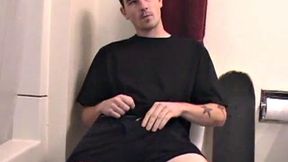 Dan grabs the lube and gets ready to beat off in the bathroom. After working up a stiff one, he strokes his cock with determination, until it squirts fresh warm cum all over his tummy and chest.