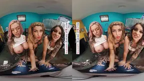 Two hot babes share lucky guy in FFM threesome