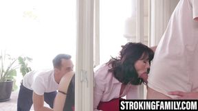 Busty MILF enjoys two dicks in her mouth and ass&#x1F351;