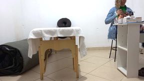 real examination of anal touch in a woman by the proctologist.