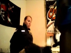 Homemade USA Female Police Officer Fucks Her Black Nerd BF