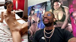 tight white bald pussy teen stepdaughter training her pussy for stepdaddy, ai generated