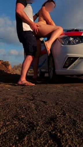 Pretty amateur Fucked on the car hood by the neighbor