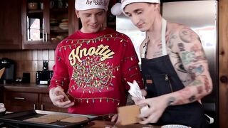 Inked twink gets his ass barebacked after making cookies