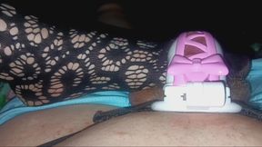 Playing with Hubby in His Pretty Pink Ribbon Chastity.