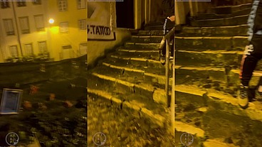 Amateur boy catches his friend pissing in the street and touches his cock