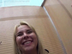 Adorable czech girl gets tempted in the hypermarket and dril