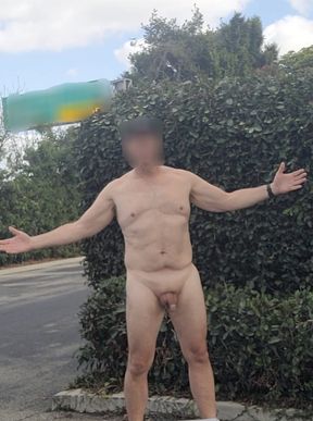 Exhibitionist masturbator showing off outside