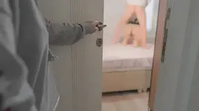 The stepdaughter sees her stepfather fucking with her stepmother.