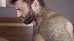 MASQULIN - Tattooed Markus Cage barebacked by hung black gay