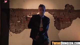 Cute blonde twink tortured and humiliated by his master