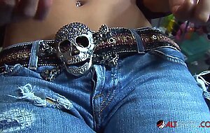 Shyla stylez gets tattooed while playing with her tits