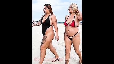 Eu, bem puta, mostrando a buceta e a bunda na praia, com minha amiga Dai Belan