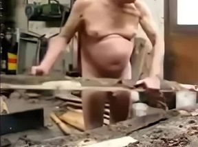 Silver Fox Strokes Wood at the Sawmill