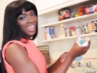 Black Chick Strokes A White Ramrod