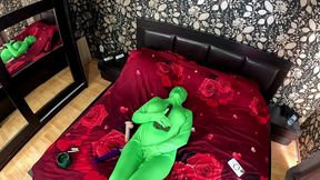 full zentai encasement toy play. bbc dildo tease, pussy slaps and smoking through nylon