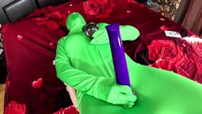 full zentai encasement toy play. bbc dildo tease, pussy slaps and smoking through nylon
