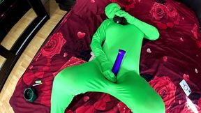 full zentai encasement toy play. bbc dildo tease, pussy slaps and smoking through nylon