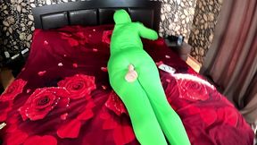 full zentai encasement toy play. bbc dildo tease, pussy slaps and smoking through nylon