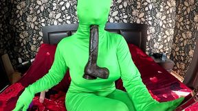 full zentai encasement toy play. bbc dildo tease, pussy slaps and smoking through nylon
