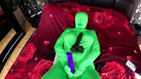 full zentai encasement toy play. bbc dildo tease, pussy slaps and smoking through nylon