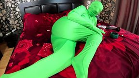 full zentai encasement toy play. bbc dildo tease, pussy slaps and smoking through nylon