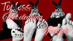 Topless foot cleaning & foot job (vertical)