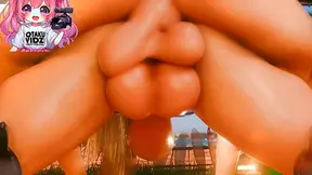 Bisexual Futanari Goddess Enjoys Dual Pleasure on Moonlit Beach Sand Dunes