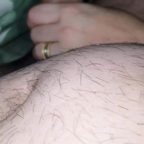 XXL handjob under blanket make step son dick hard