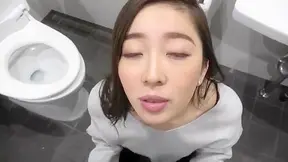 Hot Japanese Cutie Gives Blowjob In Toilet Before Cowgirl Ride