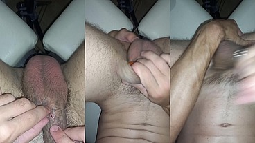 I stick the magnets into the holes of the piercing on my penis. And I cum from the tightening of the foreskin three times