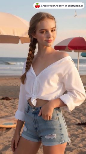 Professional couple's sexy time with cute AI-generated blonde babe