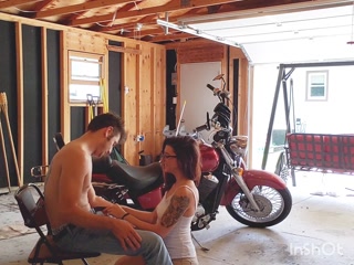 Horny MILF Face Fucked and Bent Over Creampie in Garage