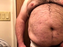 Fat Bear Strokes Clitty and Plays with Belly and Breasts