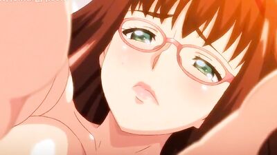 Japanese babe with glasses gets her massive tits and tight pussy drilled hard in anime sex movie