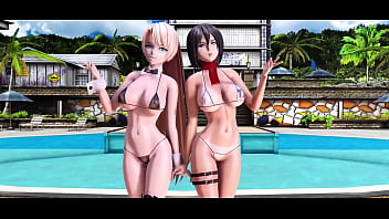 MMD R18 Bikini-NUDE Mikasa Ackerman adult Angela Balzac R18