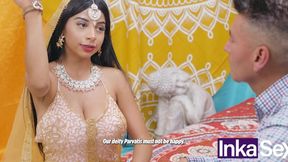 Latina teen is going to get fucked while cosplaying as a Desi girl