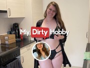 MyDirtyHobby - Brunette seduces boyfriend for some kitchen fuck
