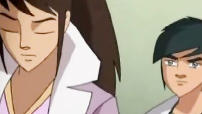 Brunette cartoon babe with huge tits gets naughty in football cartoon