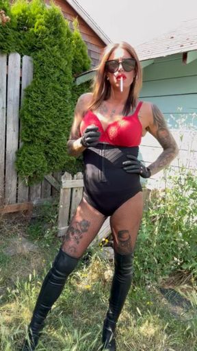 Leather driving gloves and boots