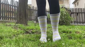 WALKING ON GRASS IN HER SOCKS - MP4 HD