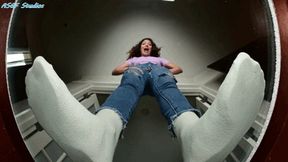 Fiery Italian Goddes makes you smell her socked foot!! - MOV