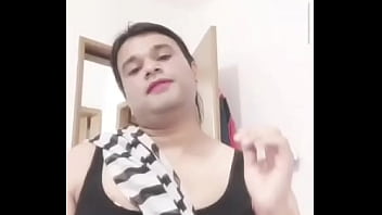 Crossdresser saree teasing fan