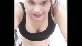 Crossdresser saree teasing fan
